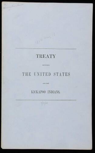 Treaty Between the United States and the Kickapoo Indians