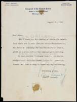 WITHDRAWN Typed Letter Signed by John F. Kennedy