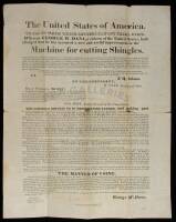 Broadside announcing letters of patent have been approved for a Machine for cutting Shingles, designed by George W. Dana