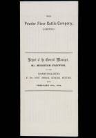 The Powder River Cattle Company Shareholders Report. First Annual General Meeting, 1884