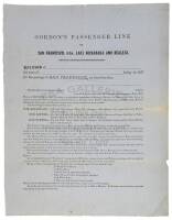 Broadside for Gordon's Passenger Line to San Francisco via Lake Nicaragua and Realejo