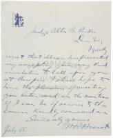 Autograph Letter, Signed to Judge Alton Parker