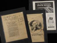 Two proof sheets and one advertisement, with pencil notations by Hearst