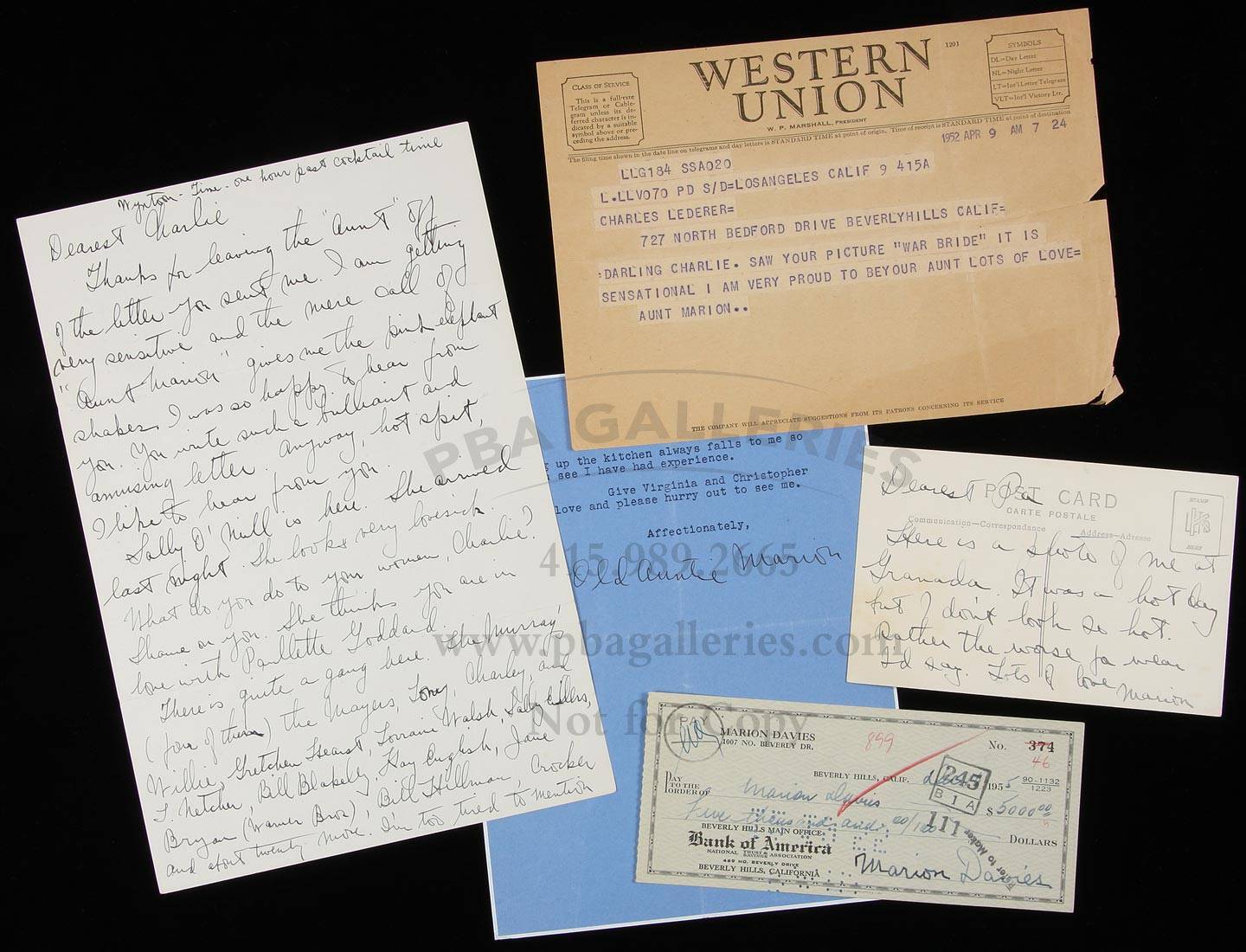 Archive of letters and postcards from Marion Davies to her nephew ...