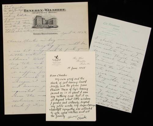Three autograph letters, signed, from Pepi Lederer to Charles Lederer