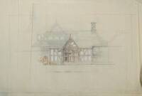 Group of pencil drawings of exterior elevations of 'The Bend' at Wyntoon