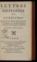 Lettres Edifiantes et Curieuses Ecrites des Missions Etrangeres par quelques Missionaires de la Compagnie de Jesus