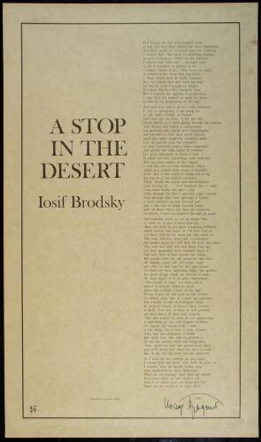 A Stop in the Desert - signed broadside