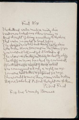 Selected Poems [with inscribed original poem Once by the Pacific]