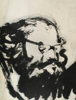 Original sumi ink drawing of Allen Ginsberg by LeBlanc