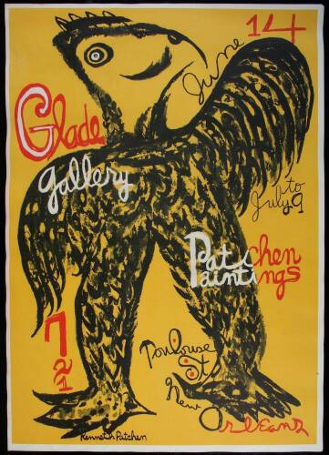 Poster for Glade Gallery art exhibition of Kenneth Patchen