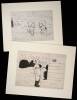 Lot of 8 pen & ink sketches, some with light wash, many with notes on suggested colors - 3