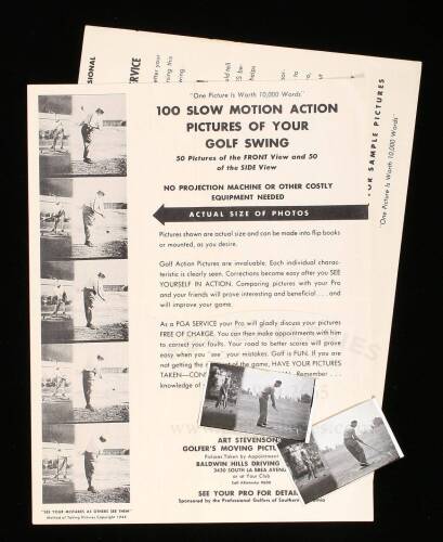"100 Slow Motion Action Pictures of Your Golf Swing" - 3 fliers & 2 real photos