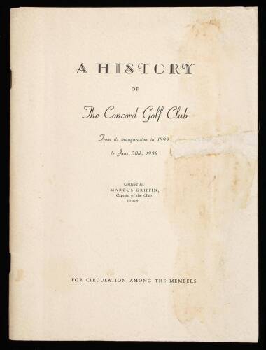 A History of the Concord Country Club, 1899-1939