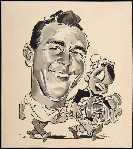 Original watercolor painting of Arnold Palmer by Ted Drake