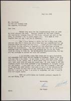 Typed letter signed by Ben Hogan to Joe Novak (Bel Air Country Club pro), 1950
