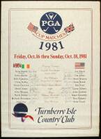 Official broadside for 1981 PGA Cup Matches, signed by all 20 team members
