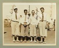 Photograph of four notable golfers of the 1920&rsquo;s-30&rsquo;s, signed by each, framed