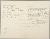 St. Andrew&rsquo;s (New York) Golf Club application for membership signed by John Reid and J.C. Ten Eyck