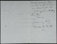 Autograph letter signed by Garden G. Smith regarding Harry Vardon interview, 1901