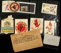 Lot of 7 Baseball Ephemera items & 14 Team Decals