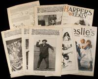 Lot of 9 large format magazines & prints with baseball content, 1888-1919