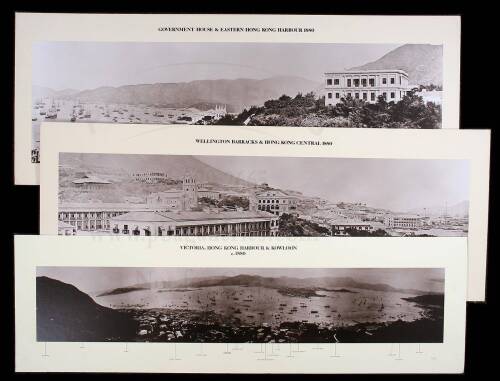 Series of 3 panoramic photographs of Hong Kong in 1880