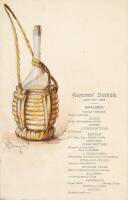 Bohemian club dinner menu with original watercolor sketch by Gideon Jacques Denny