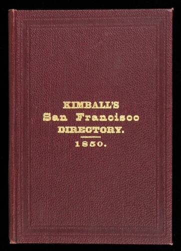 The San Francisco City Directory...September 1, 1850