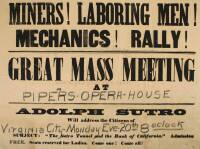 Original Broadside announcing an Address by Adolph Sutro in Virginia City, Nevada