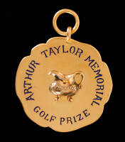 14K gold medal, Arthur Taylor Memorial Golf Prize held at the Ekwanok Golf Club, Manchester, VT, 1902