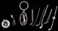 Nine items of sterling silver jewelry
