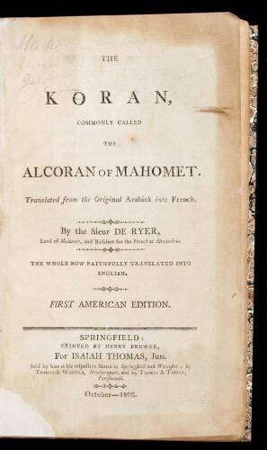 The Koran, Commonly Called the Alcoran of Mahomet.