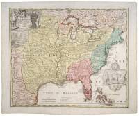 Amplissima regionis Mississipi seu Provinciæ Ludovicianae â R. P. Ludovico Hennepin Francisc Miss. in America septentrionali anno 1687 detectæ, nunc Gallorum coloniss et actioneum negotiis toto orbe celeberrimæ. Nova tabula edito â Io. Bapt. Homanno S.C.M