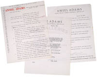 Archive of correspondence between Ansel Adams and Wallace Stegner, with additional material relating to projects in which they were involved together