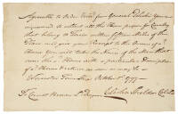 Autograph Document, Signed regarding the seizure of Tory horses