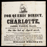 Broadside "For Quebec Direct" 1842