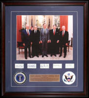 The Five Living U.S. Presidents photograph with their signatures, framed