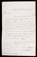 Autograph Letter Signed by Talbot, to Robert Morris, regarding a request for funds