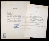 Five typed letters, signed