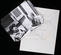Archive &ndash; Original typed love poem from Jon Edgar Webb to his wife Gypsy Lou Webb, signed; photocopied letter to Mike Newman from Jon & Lou Webb; and 7 original photographs of the Webbs