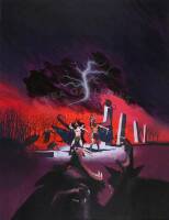 Original painting used for the cover art of Andre Norton&rsquo;s Three Against the Witch World, published by Ace Books (1978), framed