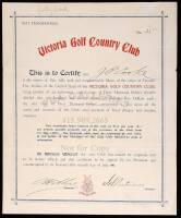 Victoria Golf Country Club 1903 stock certificate