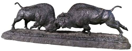 Bronze of two Buffalo