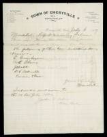 Autograph document, signed, concerning Saloons in Emeryville, CA