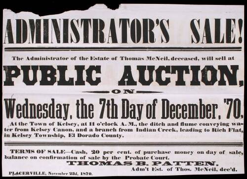 Two 19th Century Auction Notices