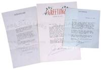 Archive of approximately 153 typed letters, signed, plus additional material.