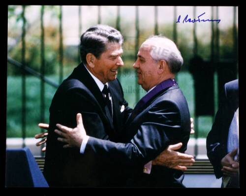 Original color photograph, signed by Gorbachev