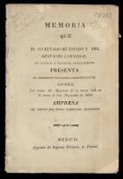 Memoria Que El Secretario de Estado y del Despacho Universal de Justica y Negocios Eclesiasticos Presenta al Soberano Congreso Constituyente Sobre Los Ramos del Ministerio de su Cargo, Leida en la Sesion de 8 de Noviembre de 1823