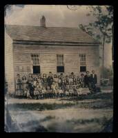 Tin-type photograph of one room schoolhouse